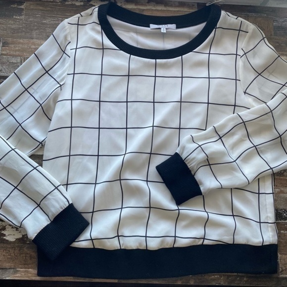 Milly Check-Print Silk Georgette Sweatshirt - Picture 4 of 10